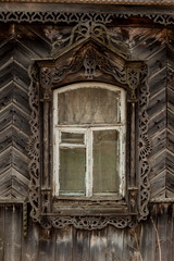old window with wooden frames