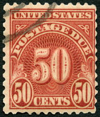 USA - 1914: shows the post stamp fifty cents