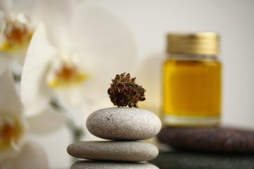 Cannabis oil medical marijuana relax concept