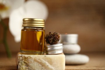 Cannabis oil medical marijuana relax concept