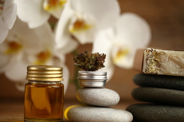 Cannabis oil medical marijuana relax concept