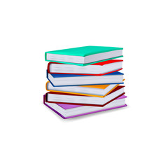 Stack of books isolated on white background. Vector illustration.