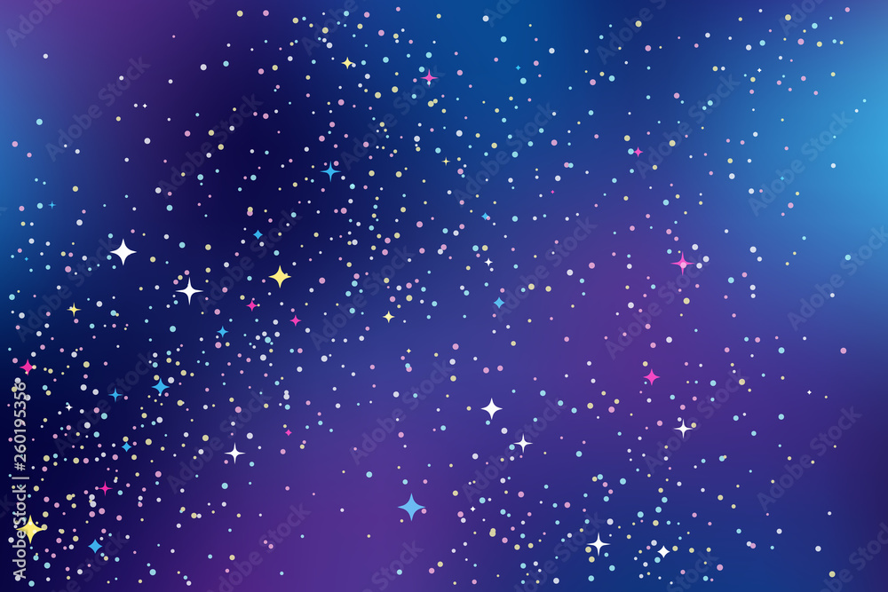 Wall mural night sky with stars. vector abstract background in blue, purple and violet colors. space galaxy col