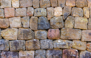 Old weathered vintage retro style stone wall for background and texture.