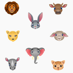 Illustration set of cute animal heads