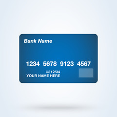 Plastic Bank Credit or Debit Card Vector Illustration on blank white background