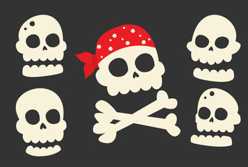 Skull vector illustration set isolated on dark background