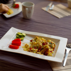 Food in rectangular plate