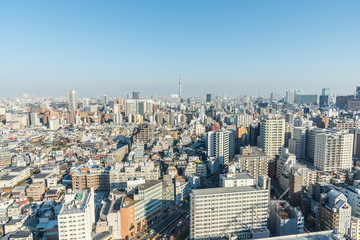 Aerial view of Tokyo city sky line.