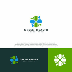 Green Medical Logo Template, Eco health icon vector illustration