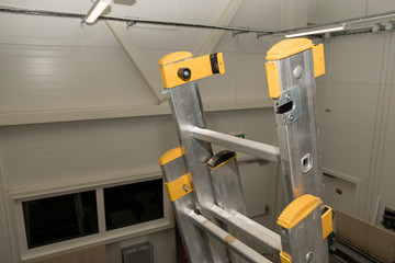 The top of the aluminum ladder.