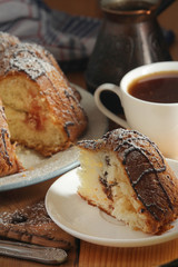 A biscuit cake with chocolate