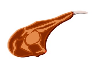 Beef tenderloin. Pork knuckle. Slice of steak, fresh meat. Cooked pork chop. Vector illustration in flat style