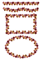 飾り枠＆飾り罫　パンジー　レッド系