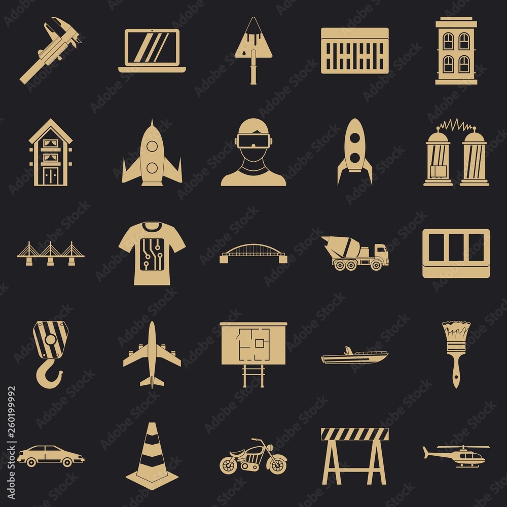 Poster draft icons set. simple set of 25 draft vector icons for web for any design