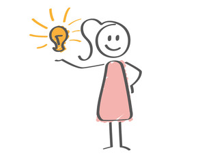 Stick Figure - woman holding light bulb