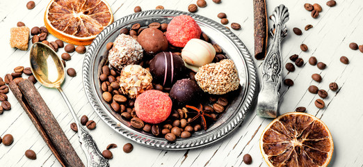 Assortment of chocolate candies