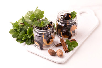 Eclairs. Traditional french profitroles with chocolate. Dessert.