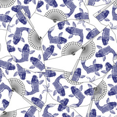 Fototapeta premium Japanese style folding fan pattern