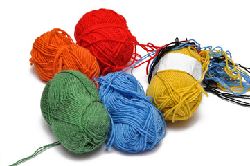 Colored yarn isolated on a white background.Crochet.