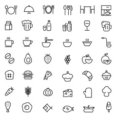food icon set, vector,Collection of restaurant thin line icons