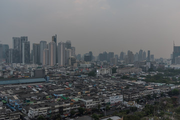 Fototapeta na wymiar Smog PM2.5 dust exceed standard value of Bangkok
