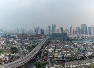 Fototapeta na wymiar Smog PM2.5 dust exceed standard value of Bangkok