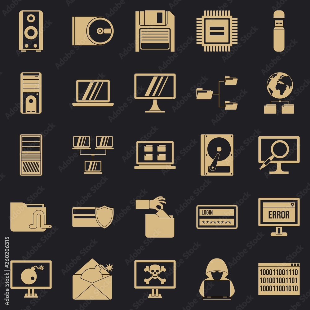 Poster data recovery icons set. simple set of 25 data recovery vector icons for web for any design
