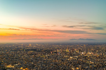 Fototapeta na wymiar sunset over the city of Sapporo