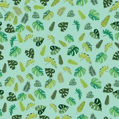 Seamless pattern of tropical leaves