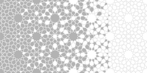 Arabesque vector seamless pattern. Geometric halftone texture with color tile disintegration or breaking