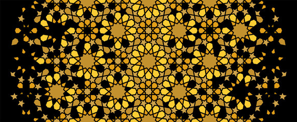 Arabesque luxury vector seamless pattern. Geometric halftone texture with color tile disintegration or breaking