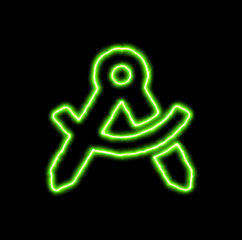 green neon symbol drafting compass