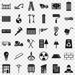 Building material icons set. Simple style of 36 building material vector icons for web for any design