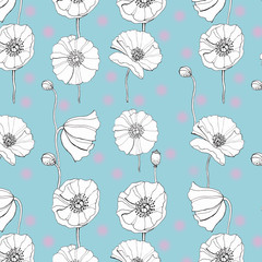 floral, poppies seamless pattern, fabric or wallpaper design, packaging