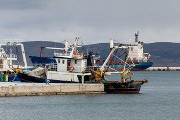 In the port in the city of Lavrion