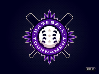 Modern professional emblem for baseball tournament in purple theme