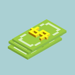 Dollar, bucks sign cubes form, isometric US currency icon, vector illustration