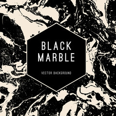 Black Marble Vector Background with Banner