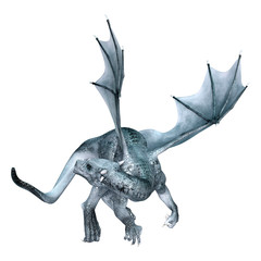 3D Rendering Fairy Tale Dragon on White