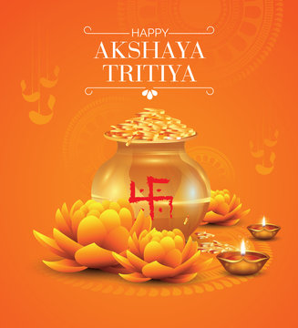 Happy Akshaya Tritiya Festival Greeting Background Design Vector Illustration