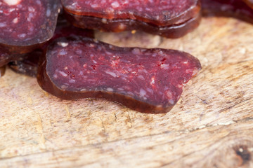 New thin slices delicious sausage