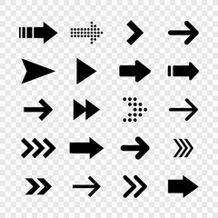 Arrows big black set icons. Arrow icon. Arrow vector collection. Arrow. Cursor. Modern simple arrows. Vector illustration.