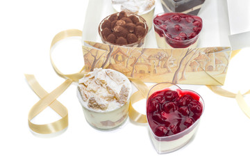 A variety of cakes in the box