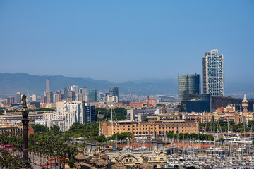 Cityscape of Barcelona Spain - Aerial view from Montjuic