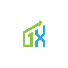 initial letter logo with growing arrows