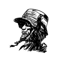 Military zombie engraving - Vector illustration