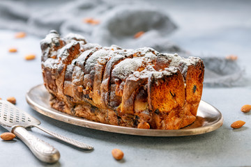 Bread pudding made with buns.