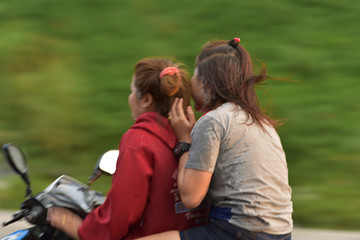 Fototapeta premium Songkran tradition of Thailand in April. Beautiful and enjoyable as a travel and leisure time.