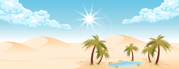 Obraz na płótnie Canvas Desert landscape with oasis